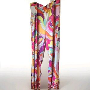 Boston‎ Proper Womens L Multicolor Floral 70s Retro Bright Palazzo Pants Trouser